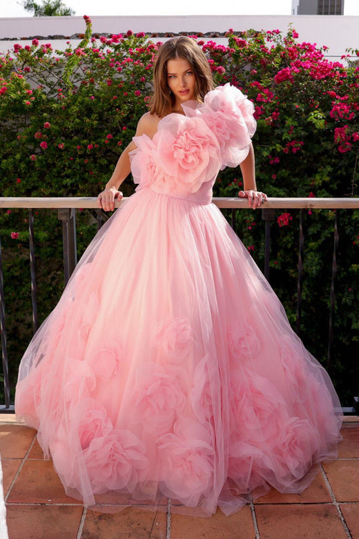 Amelia Couture SU079 3d Floral Organza Ball Gown with Ruffles