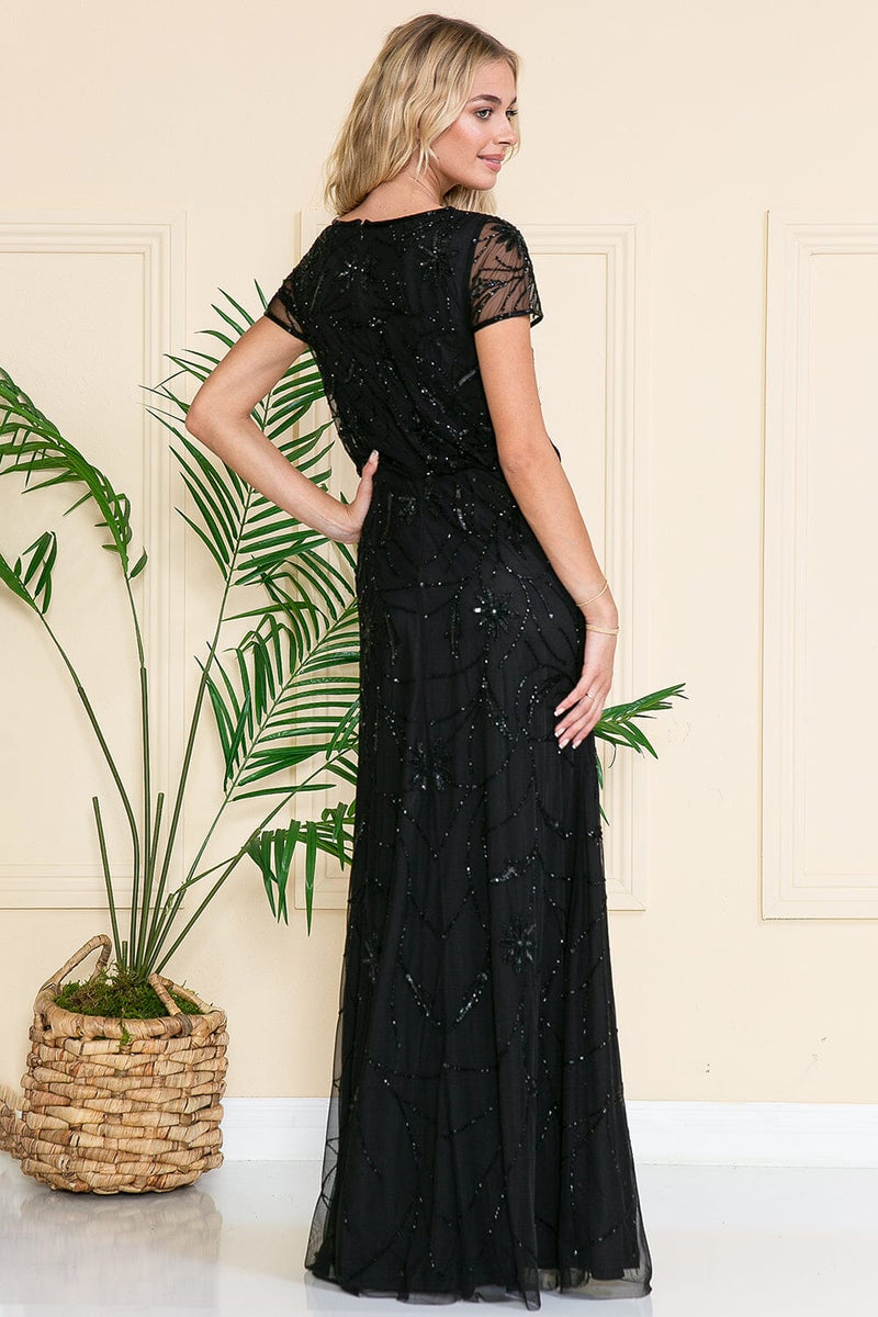 Amelia Couture IN004 Short Sleeve Gown with Embellishment– sheerdreamz