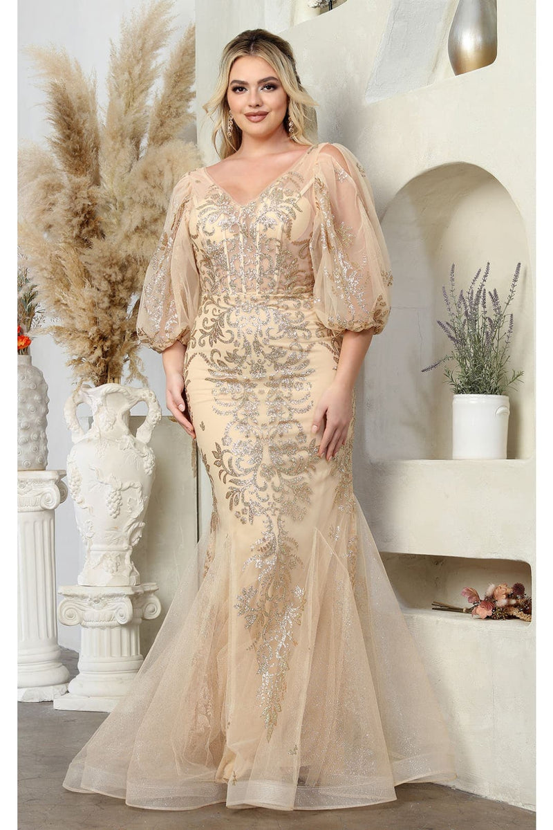 May Queen MQ2010 Puff Sleeve Plus Size Mermaid Evening Gown sheerdreamz May Queen MQ2010 Puff Sleeve Plus Size Mermaid Evening Gown sheerdreamz