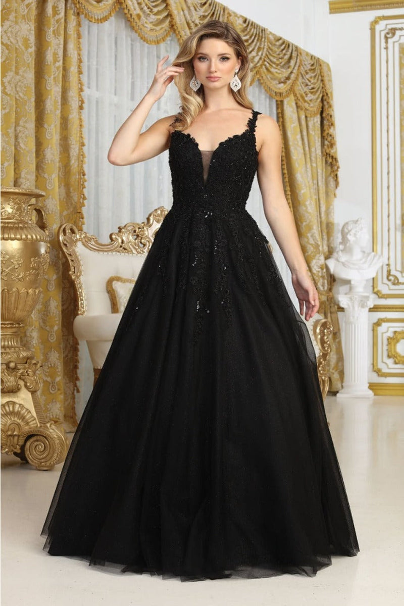 embellished evening dresses May Queen MQ2051 Sequin-Embellished Sleeveless Glitter Evening Gown–  sheerdreamz