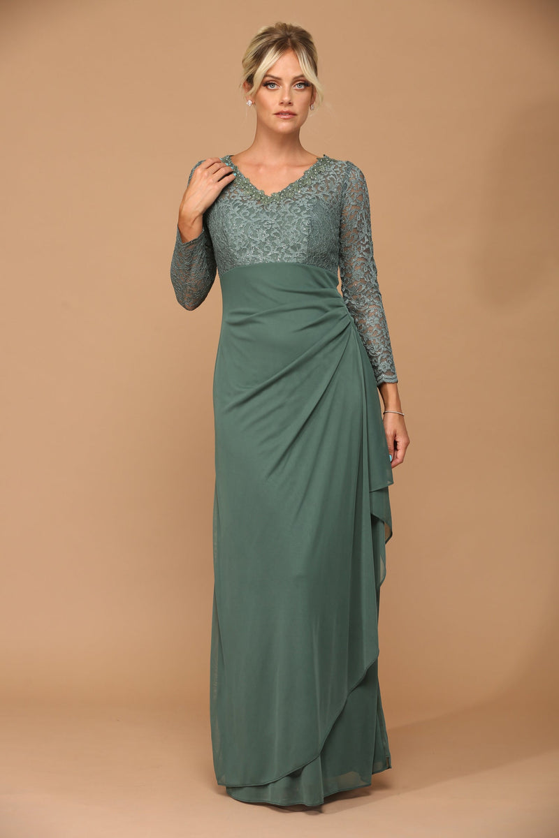 Long Sleeve Formal Mother of the Brideand Groom Evening Dress– sheerdreamz