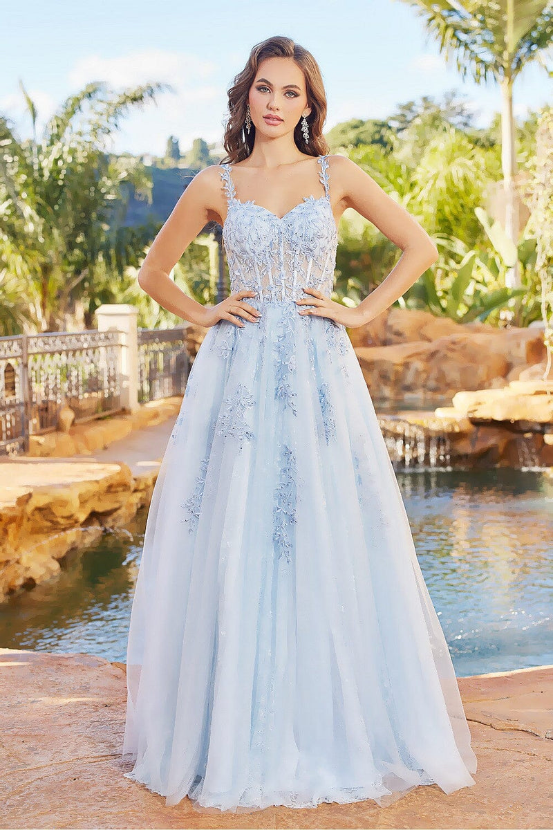 Lace Tulle Corset Applique Gown - Adora 3087 sheerdreamz
