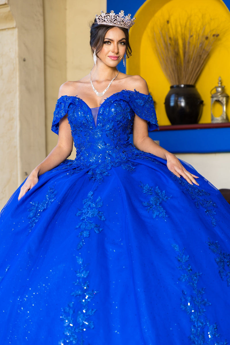 Off Shoulder Applique Ball Gown by Cinderella Couture 8045