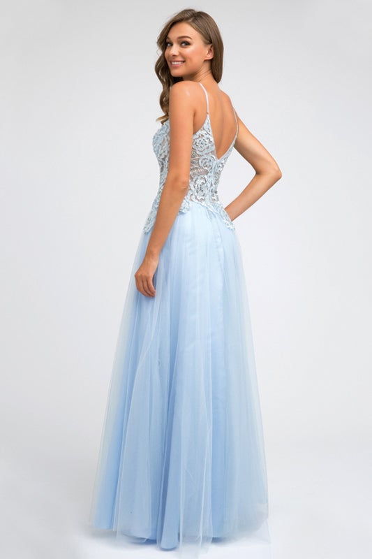 embroidered bodice a line dress Elizabeth K GL2694 Prom Dress - Blush main image 0