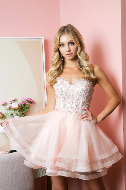 Juliet 849's Layered Short Dress with Elaborate Embroidery– sheerdreamz
