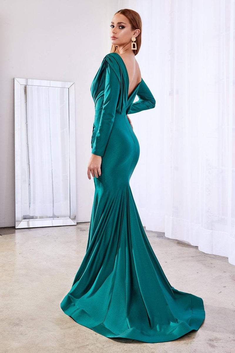 Fitted Long Sleeve Gown by Cinderella Divine CD0168 sheerdreamz Fitted Long Sleeve Gown by Cinderella Divine CD0168 sheerdreamz