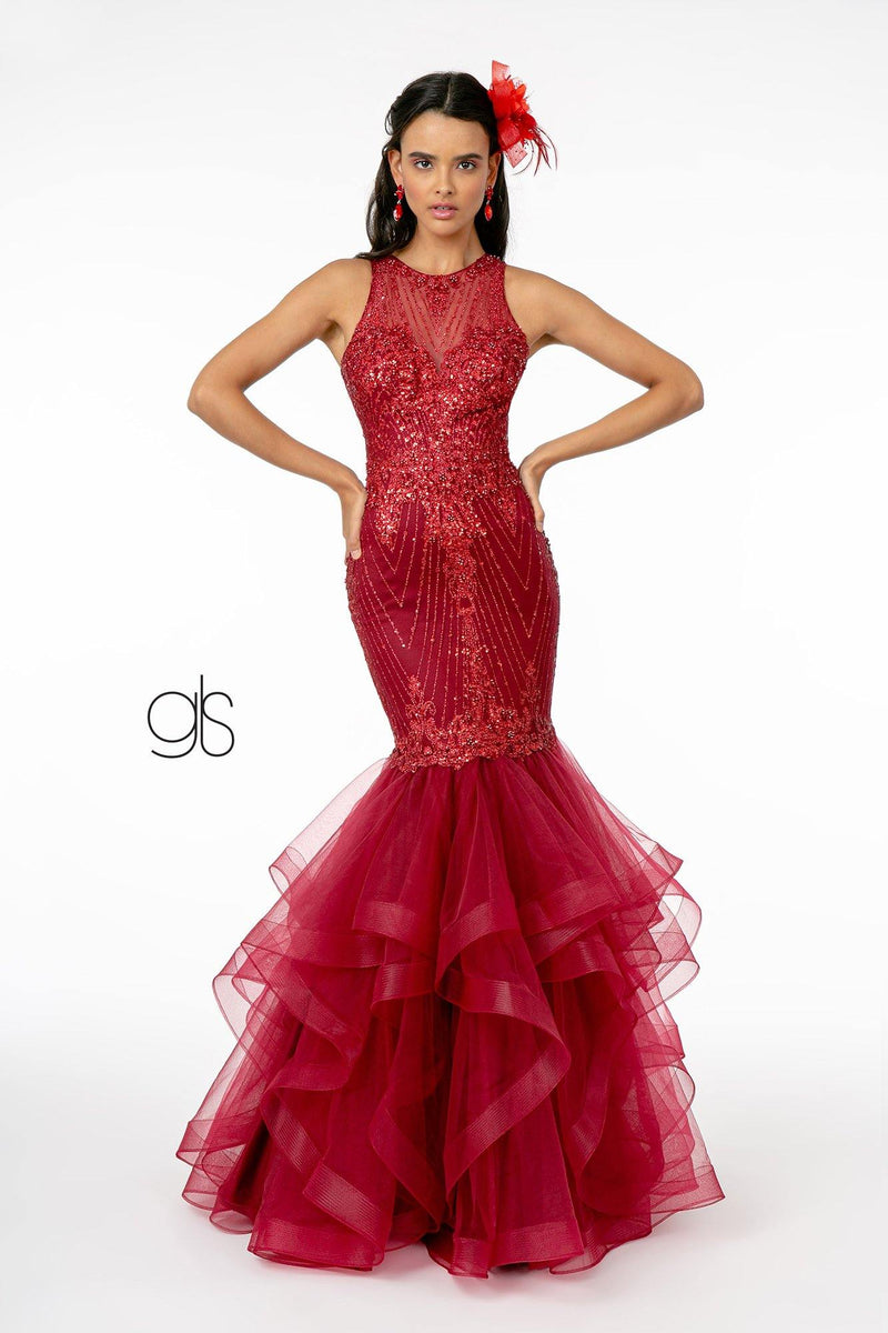 Tiered Glitter Mermaid Dress by Elizabeth K GL1822 sheerdreamz Tiered Glitter Mermaid Dress by Elizabeth K GL1822 sheerdreamz