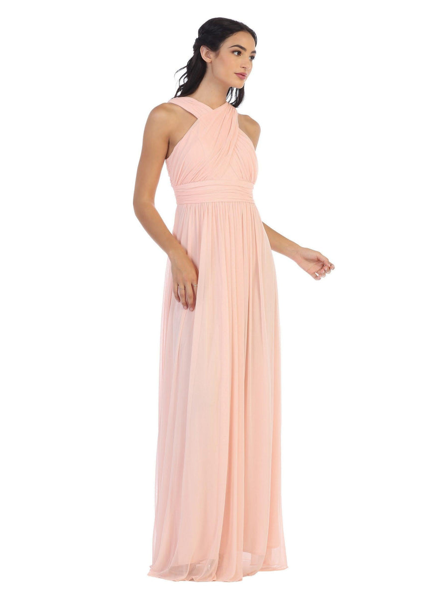 Bridesmaids Dress with Long Criss Cross Halter– sheerdreamz
