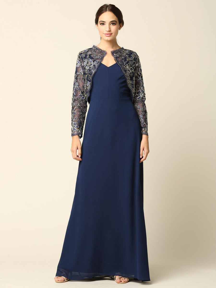 Long Formal Mother of the Bridea and Groom Lace Jacket Dress sheerdreamz Long Formal Mother of the Bridea and Groom Lace Jacket Dress sheerdreamz