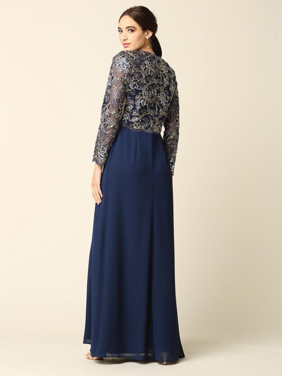 Long Formal Mother of the Bridea and Groom Lace Jacket Dress sheerdreamz Long Formal Mother of the Bridea and Groom Lace Jacket Dress sheerdreamz