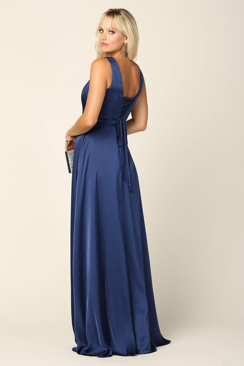 Formal Long Sleeveless Satin Bridesmaids Dress– sheerdreamz