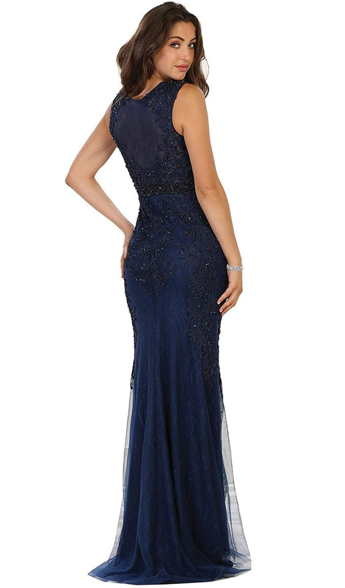 Bedazzled Sheer Bateau Sheath Evening Dress - May Queen sheerdreamz