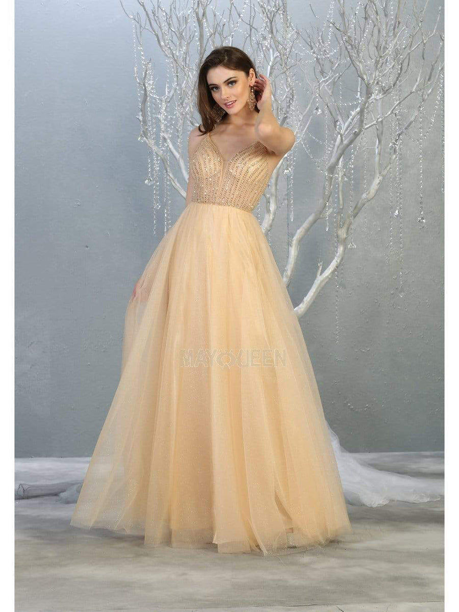 plunging v-neck a-line dress Beaded Plunging V-Neck A-Line Dress