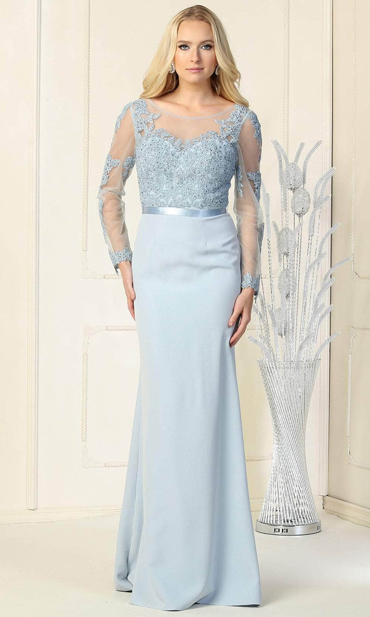 dusty blue mother of the bride dresses WEDTREND Women Dusty Blue Mother of the Bride Dress with Lace A Line  Chiffon Wedding Guest Dress main image 0