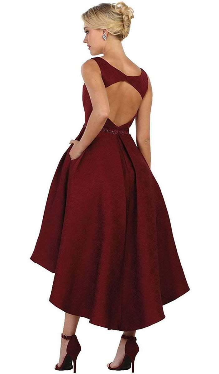 Embellished Bateau High Low A-line Cocktail Dress