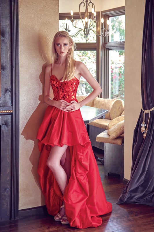 Mirror High Low Corset Dress with Beads by Juliet 252– sheerdreamz