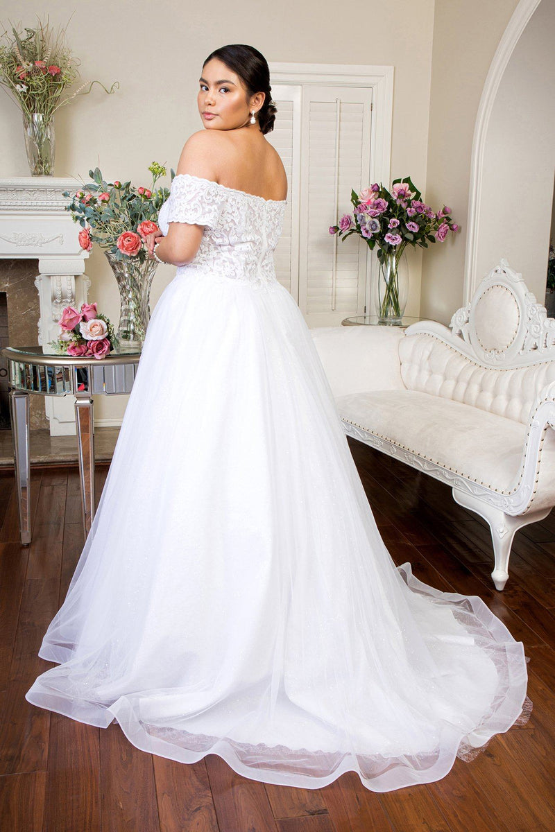 Off Shoulder Glitter Bridal Gown by GLS Gloria GL1936– sheerdreamz