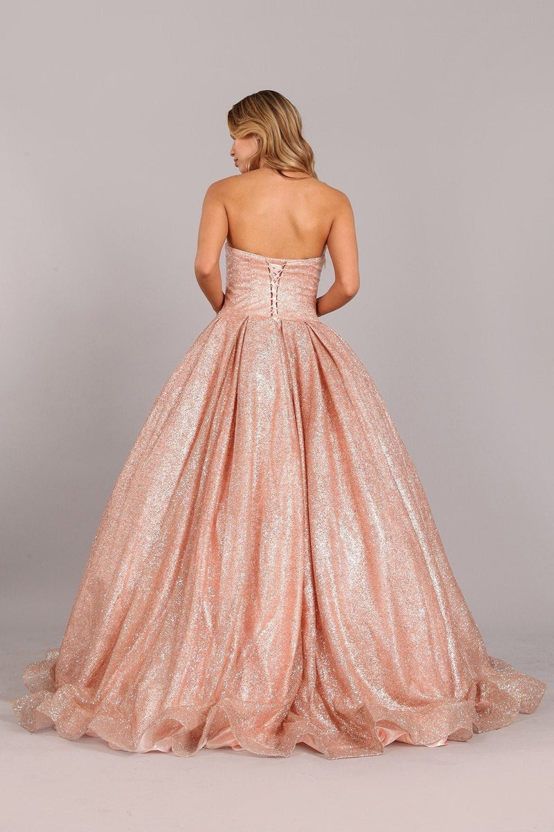 Strapless Rose Gold Glitter Ball Gown by Cinderella Couture sheerdreamz Strapless Rose Gold Glitter Ball Gown by Cinderella Couture sheerdreamz