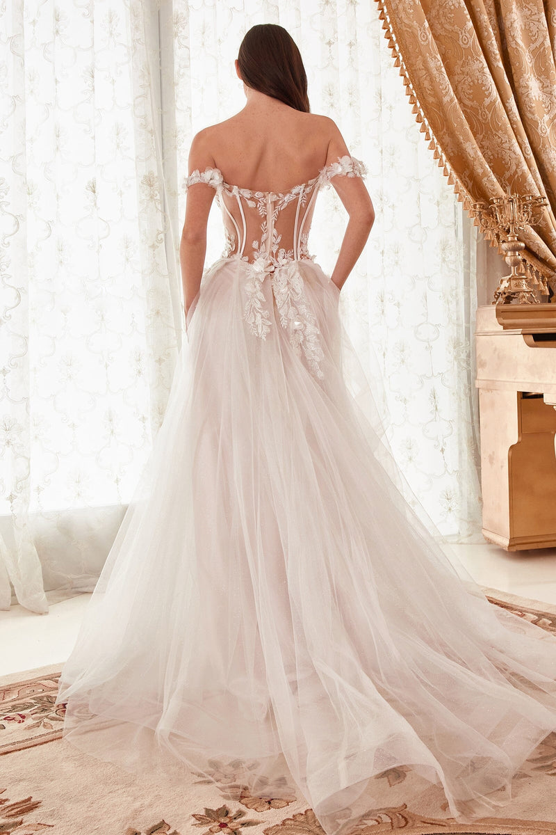 floral off shoulder wedding dress Off Shoulder Blossom Gown: 3D Floral