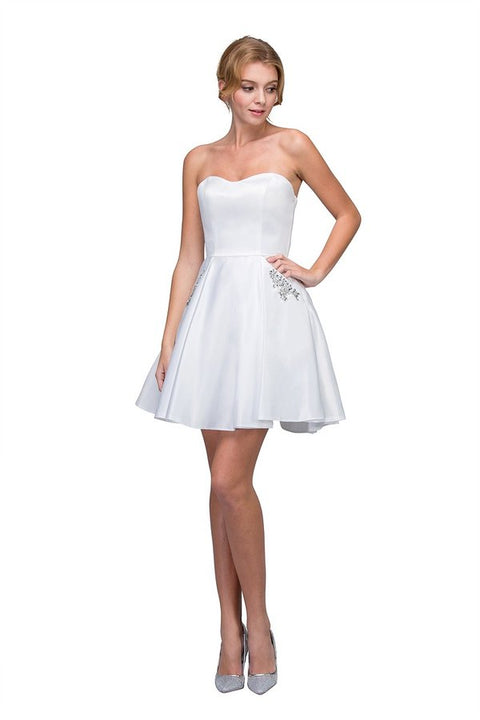 Eureka 6622 satin short strapless a-line dress — 0002222 P871706X638205486256324918