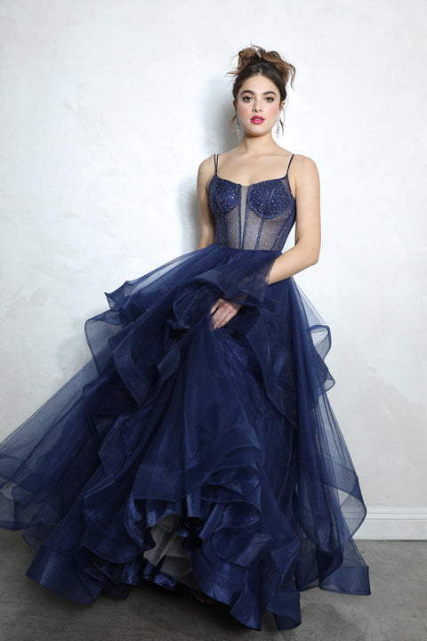 Eureka 9950 tulle sleeveless ruffled ball gown — 0002618