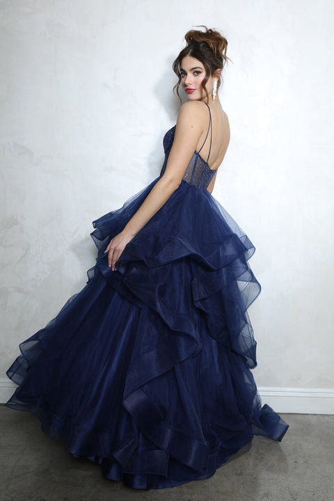 Eureka 9950 tulle sleeveless ruffled ball gown — 0002619