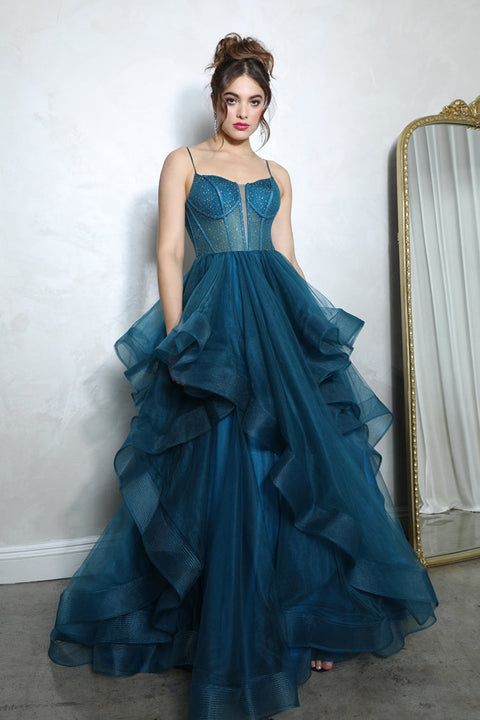Eureka 9950 tulle sleeveless ruffled ball gown — 0002620