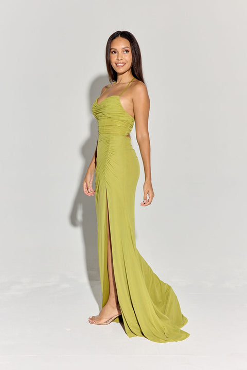 Eureka EK187 jersey fitted sleeveless slit gown — 0002906