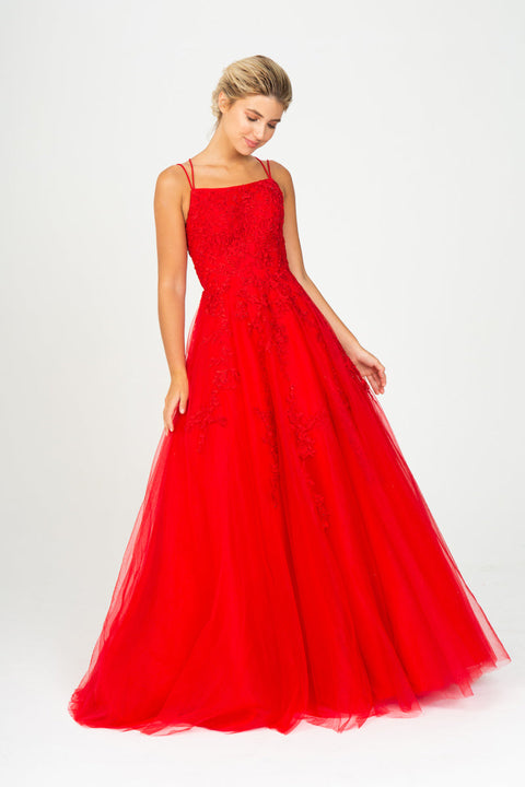 Eureka 9757 embroidered sleeveless a-line gown — 0003109
