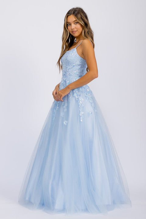 Eureka EK197 applique sleeveless a-line gown — 0003373