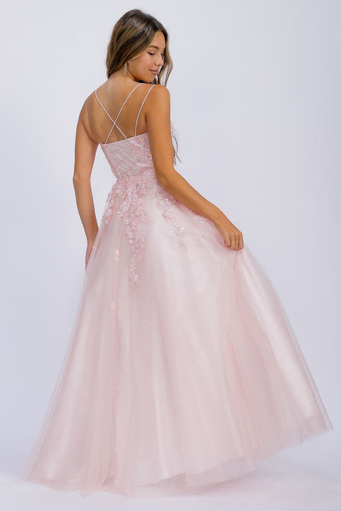 Eureka EK197 applique sleeveless a-line gown — 0003375