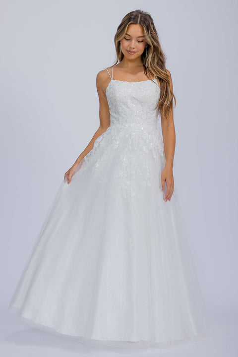 Eureka EK197 applique sleeveless a-line gown — 0003379