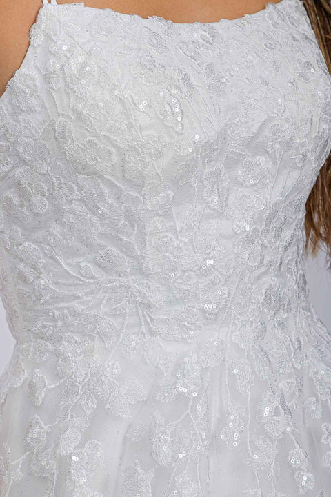 Eureka EK197 applique sleeveless a-line gown — 0003380