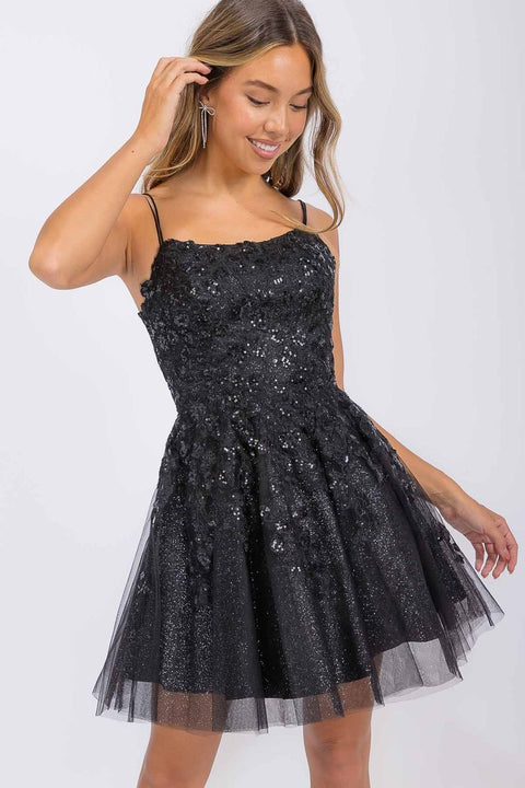 Eureka EK127 glitter short sleeveless a-line dress — 0003382 P2145002X638918225563213899