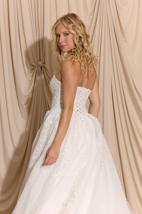 Eureka EK155 Puff-Sleeve A-Line Bridal Gown – view 2