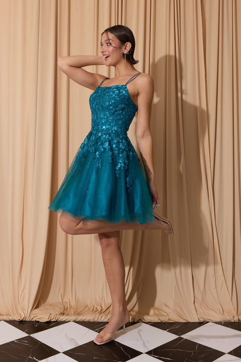 Eureka EK127 glitter short sleeveless a-line dress — 0003613