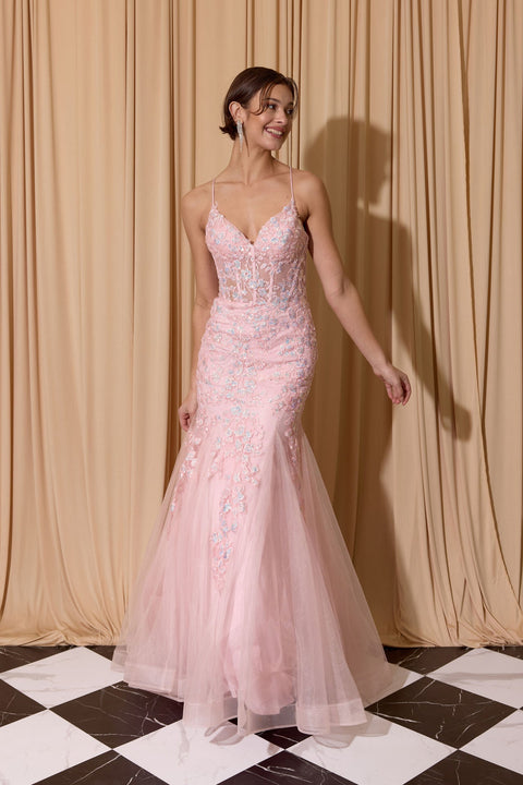 Eureka 9696 sequin applique mermaid dress — 0003621