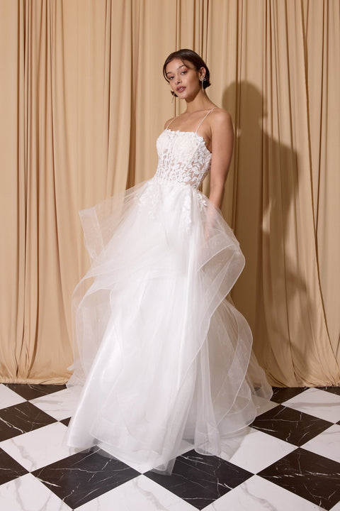 Eureka EK167 applique sleeveless ruffled gown — 0003652