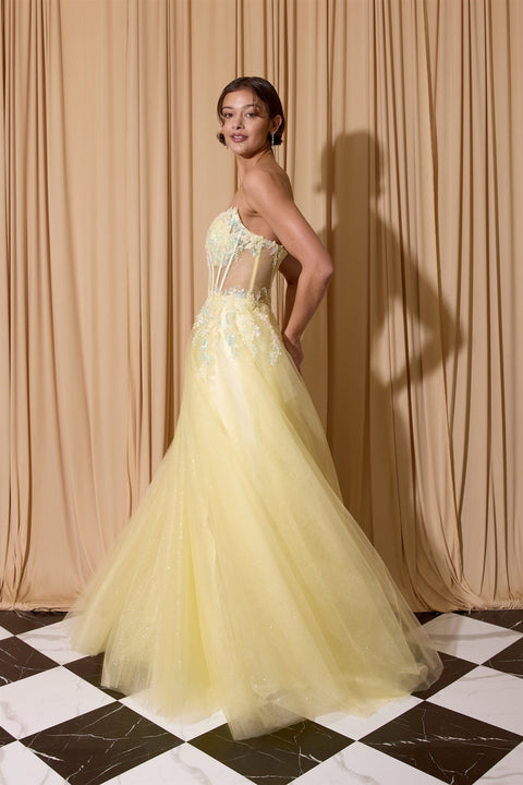 Eureka EK208 applique strapless a-line gown — 0003800