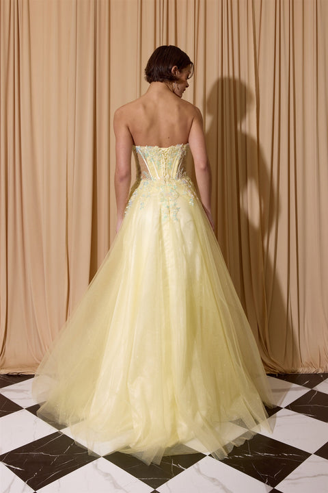 Eureka EK208 applique strapless a-line gown — 0003801
