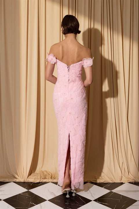 Eureka EK205 3d floral fitted off shoulder gown — 0003846
