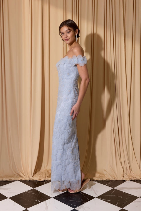 Eureka EK205 3d floral fitted off shoulder gown — 0003853