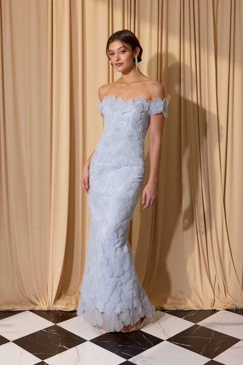 Eureka EK205 3d floral fitted off shoulder gown — 0003855
