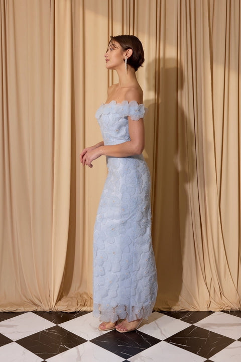 Eureka EK205 3d floral fitted off shoulder gown — 0003857