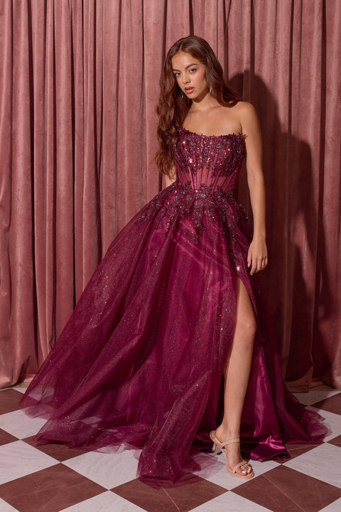 Eureka EK208 applique strapless a-line gown — 0004044  a4563978 c2c8 4116 bee2 707f775c6b3d