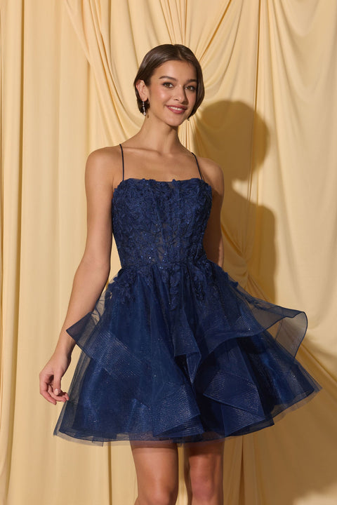 Eureka EK137 applique short sleeveless ruffled dress — 0004359