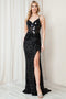 Amelia Couture 5050 Fitted Mirror Beaded Sequin Gown