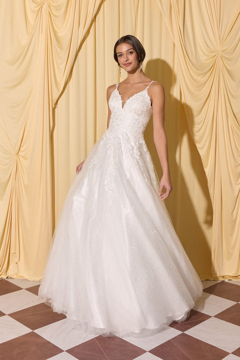 Eureka EK210 Appliqué A-Line Bridal Gown – front view