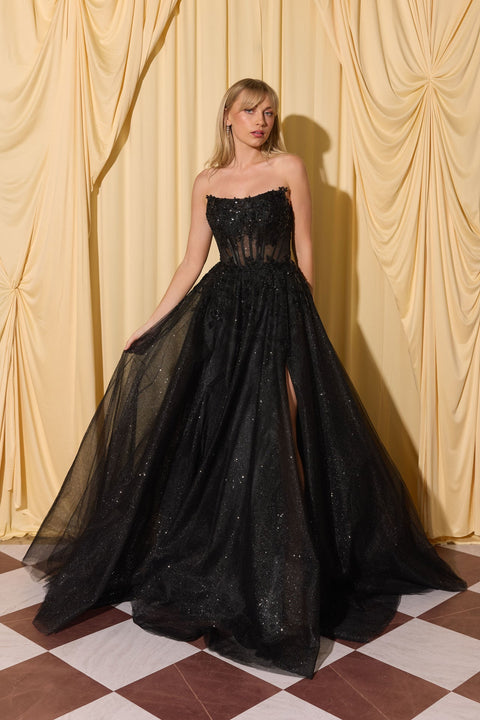 Eureka EK208 applique strapless a-line gown — 0004627