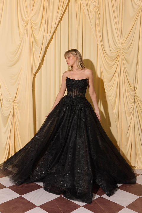 Eureka EK208 applique strapless a-line gown — 0004628